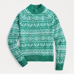 J. Crew Cheerful Fair Isle Mockneck Wool Sweater